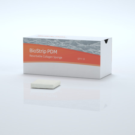 BioStrip PDM, Resorbierbarer Kollagen-Schwamm, 20 x 20 mm (12 Stück) 