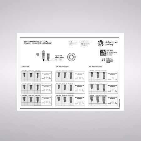 X-Ray Planungsfolie 1:1.25:1.4, für CERALOG® PROGRESSIVE-LINE Implantate 